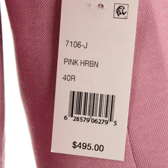 Cardinal of Canada NWT Wool / Silk Sport Coat Size 40R US In Pink Herringbone